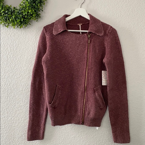 Free People Sweaters - Free People Knit Cotton Moto Jacket